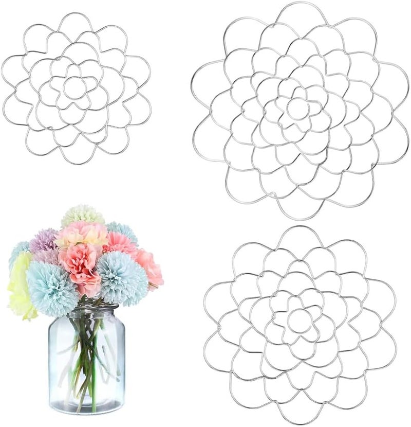 Ldirect 3 Pack Flower Frog Stainless Steel Wire Flower Arranging Tool Flower Lid Arranger Reusable Floral Grid Holder (Silver, 4,5,6 inch) - Image 1
